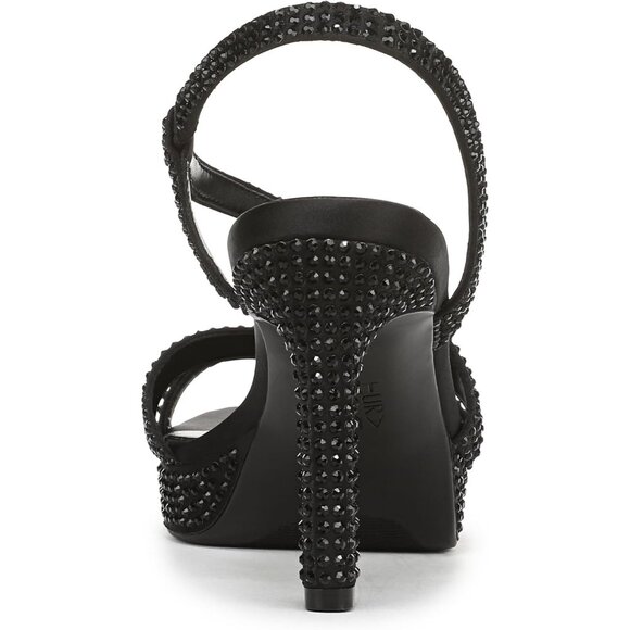 Naturalizer Women Black Satin Polyurethane Rounded Open Toes Platform Shoes - Picture 3 of 9